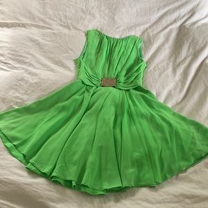 1960’s lime green chiffon dress with rhinestone buckle